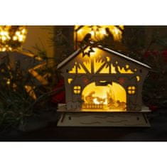 Retlux RXL 345 Vianočné dekorácie - jasličky z drevenej preglejky 4LED, teplá biela 50003940