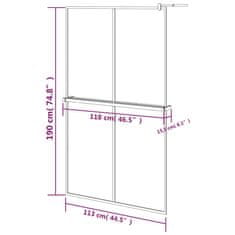 Petromila vidaXL Sprchová stena s policou čierna 118x190 cm ESG sklo a hliník