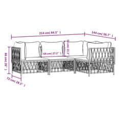 Petromila vidaXL 4-dielna záhradná sedacia súprava s podložkami biela oceľ