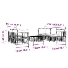Petromila vidaXL 6-dielna záhradná sedacia sada s vankúšmi antracitová polyratan