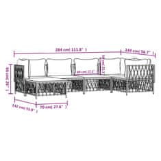 Petromila vidaXL 6-dielna záhradná sedacia súprava s podložkami antracitová oceľ