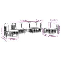 Petromila vidaXL 5-dielna záhradná sedacia sada s vankúšmi antracitová polyratan