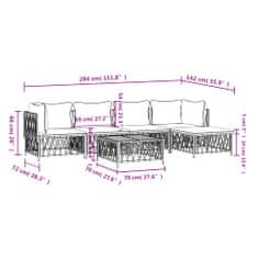Petromila vidaXL 6-dielna záhradná sedacia súprava s podložkami antracitová oceľ
