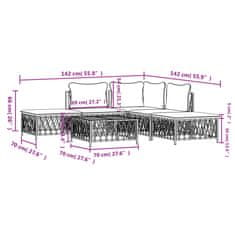 Petromila vidaXL 6-dielna záhradná sedacia súprava s podložkami biela oceľ