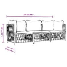 Petromila vidaXL 3-dielna záhradná sedacia súprava s podložkami antracitová oceľ