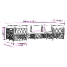 Petromila vidaXL 6-dielna záhradná sedacia súprava s podložkami biela oceľ