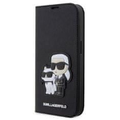 Karl Lagerfeld Flipové puzdro PU Saffiano Karl and Choupette NFT pre iPhone 13 Pro čierne