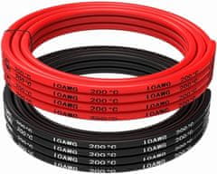 YUNIQUE GREEN-CLEAN Silikónový kábel 10 AWG flexibilný elektrický vodič 5 metrov [2,5 m čierny a 2,5 m červený] Pocínovaný medený drôtený kábel Odolnosť voči vysokým teplotám
