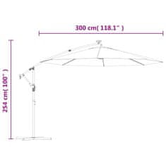 Vidaxl Visiaci slnečník s LED osvetlením a kovovou tyčou, 300 cm