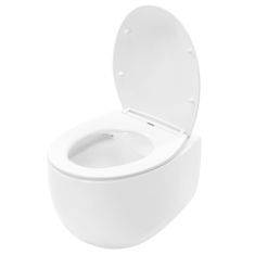REA Lars, závesná WC misa Rimless 50x37x29 cm vrátane sedadla s pomalým zatváraním, biela, REA-C9500