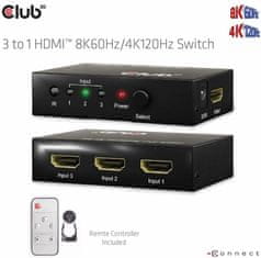 Club 3D rozdeľovač videa 1:3 HDMI 8K60Hz/4K120Hz, 3 porty, CSV-1381