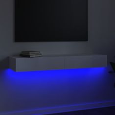 Vidaxl TV skrinka s LED svetlami lesklá biela 120x35x15,5 cm