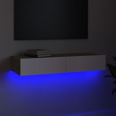 Vidaxl TV skrinka s LED svetlami biela a dub sonoma 90x35x15,5 cm