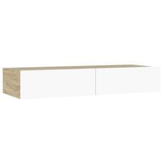 Vidaxl TV skrinka s LED svetlami biela a dub sonoma 90x35x15,5 cm