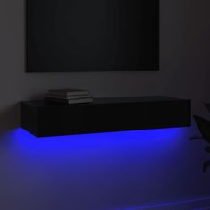 Vidaxl TV skrinka s LED svetlami lesklá čierna 90x35x15,5 cm