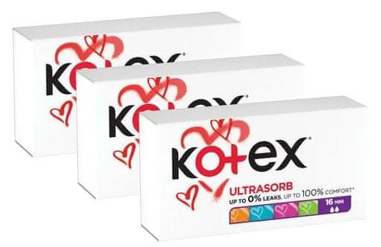 Kotex Tampóny ULTRA Sorb MINI 3 x 16 ks