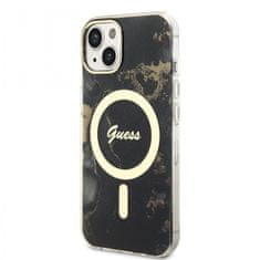 Guess Zadný kryt Marble IML MagSafe pre iPhone 14 Black