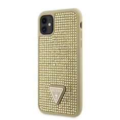 Guess Zadný kryt Rhinestones Triangle Metal Logo na iPhone 11 zlatý