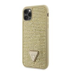 Guess  Rhinestones Triangle Metal Logo zadný kryt pre iPhone 11 Pro zlatý