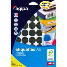 Agipa Etikety kruhové 24mm A5 čierne