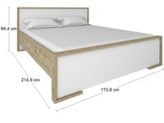 nabbi Manželská posteľ s roštom Finni 1600 - dub wotan / biela