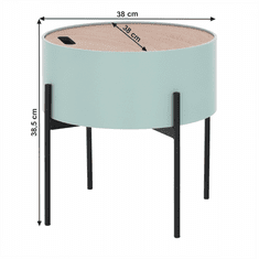 KONDELA Príručný stolík, neo mint / prírodný / čierna, MOSAI