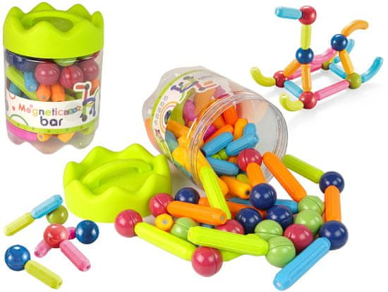 Lean-toys Magnetické vzdelávacie farebné kocky 64 prvkov XL