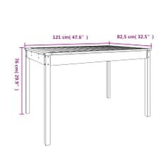 Petromila vidaXL Záhradný stolík čierny 121x82,5x76 cm borovicový masív