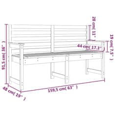 Vidaxl Záhradná lavica biela 159,5x48x91,5 cm masívna borovica