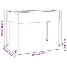 Vidaxl Kvetináč s kolieskami a vložkou, sivý 118x59x80cm jedľový masív