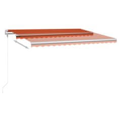 Petromila vidaXL Automatická markíza,LED a senzor vetra 450x350cm,oranžová/hnedá