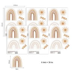 Funlife Nálepky do detskej izby dúhy a slnko 8 x 9 cm