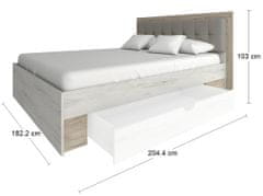 nabbi Manželská posteľ s roštom Malbo 160 - sivý dub craft / biely dub craft