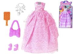 Mikro Trading Šaty pre bábiku s doplnkami (ružová, fialová)