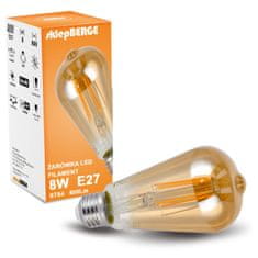 Berge LED žiarovka E27 8W ST64 teplá biela