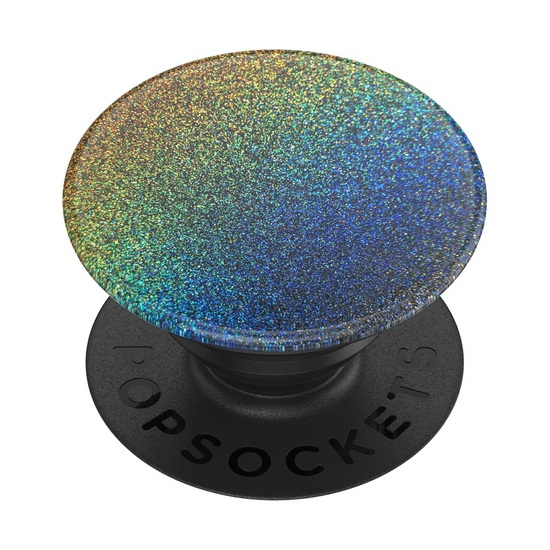 PopSockets PopGrip Gen.2, Midnight Flare, striebornosivý s trblietkami, holografický dúhový efekt