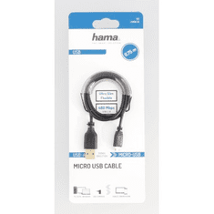 HAMA micro USB 2.0 kábel Flexi-Slim 0,75 m, čierny