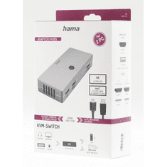 HAMA KVM prepínač pre 2 PC na 1 monitor, 3xUSB, 1xHDMI, vrátane káblov