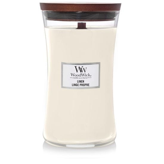 Woodwick LINEN - Veľká sviečka 609g