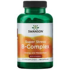 Swanson Super Stress B-komplex s vitamínom C, 100 kapsúl