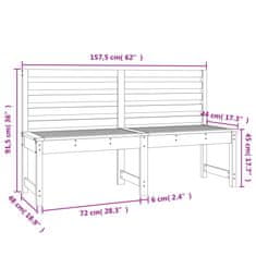 Petromila vidaXL Záhradná lavica biela 157,5 cm masívna borovica