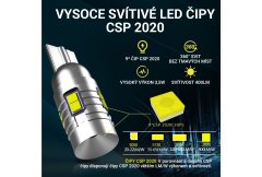 SEFIS LED žiarovka CSP2020 T10 12V 9SMD biela