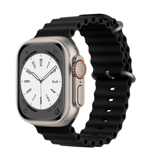 TopQ Silikónový remienok Rugged pre Apple Watch 42-44-45-49 mm čierny 95836