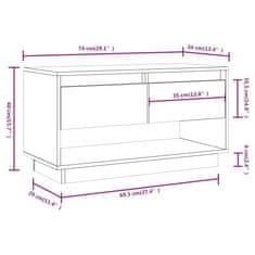 Vidaxl TV skrinka čierna 74x34x40 cm masívna borovica