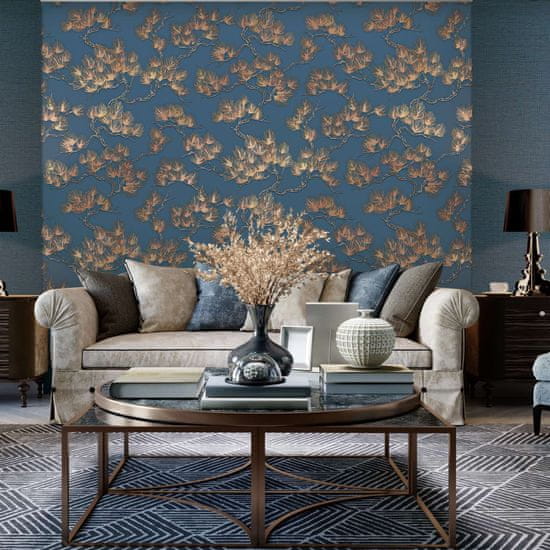 Petromila vidaXL DUTCH WALLCOVERINGS Tapeta borovica zlatá a modrá