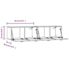 Vidaxl Nástenné skrinky 2 ks sivé sonoma 60x36,5x35cm spracované drevo