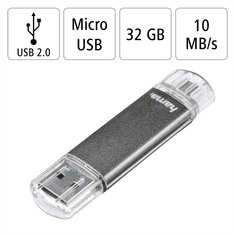 HAMA Flashdisk flashPen Laeta Twin 32 GB 10 MB/s, šedá