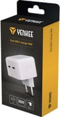 Yenkee síťová nabíječka Dual YAC 2133, 2x USB-C, 36W, biela