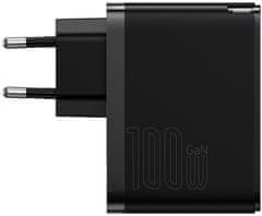 BASEUS rychlonabíjecí adaptér GaN5 Pro, USB-C, USB-A, 100W, čierna