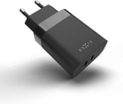 FIXED síťová nabíječka s 2x USB-C, PD, 35W, čierna